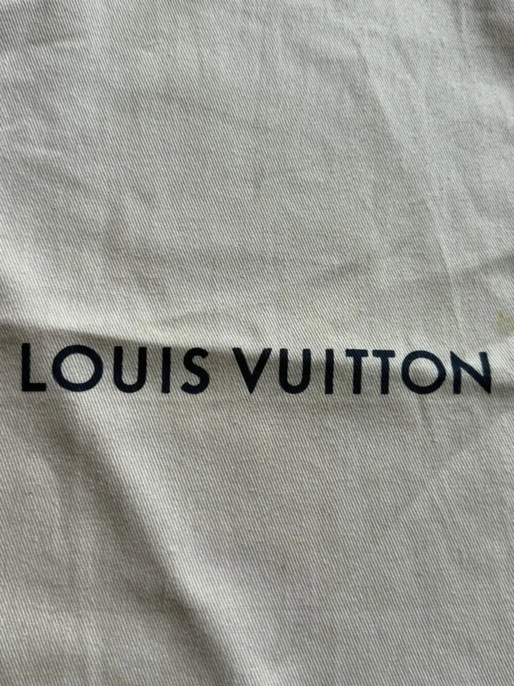 Authentic Louis Vuitton Dust Bag Blue Drawstring Beige Cotton Storage 16x9